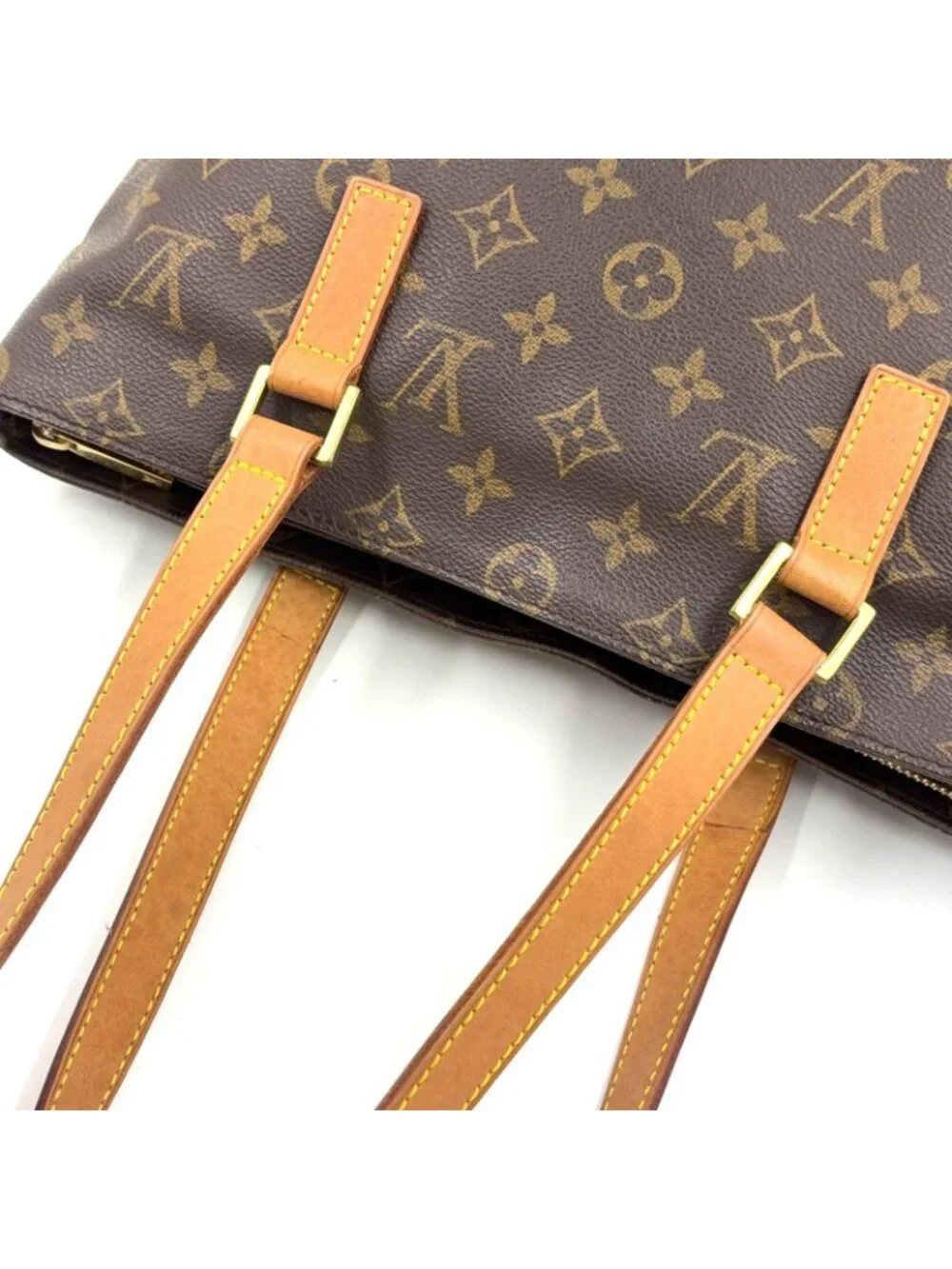 Louis Vuitton Cabas Piano Monogram Leather Brown Light Tote Gold